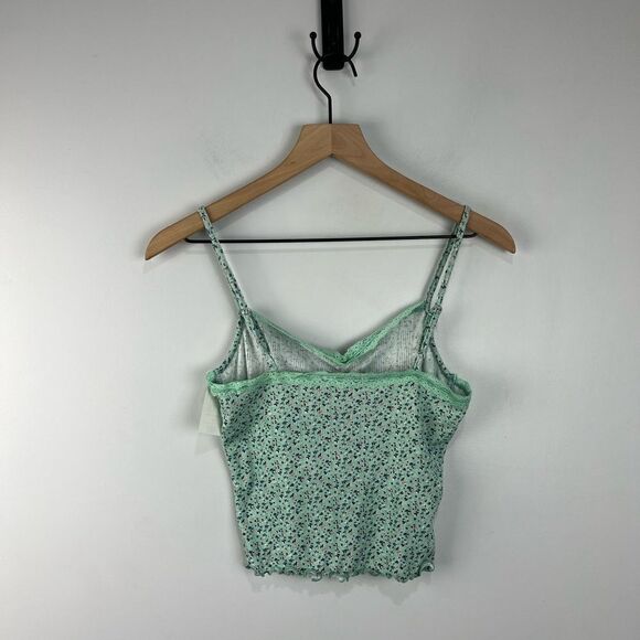 BCBGeneration Green Lace Trim Floral Tank Top L NWT - Picture 5 of 5